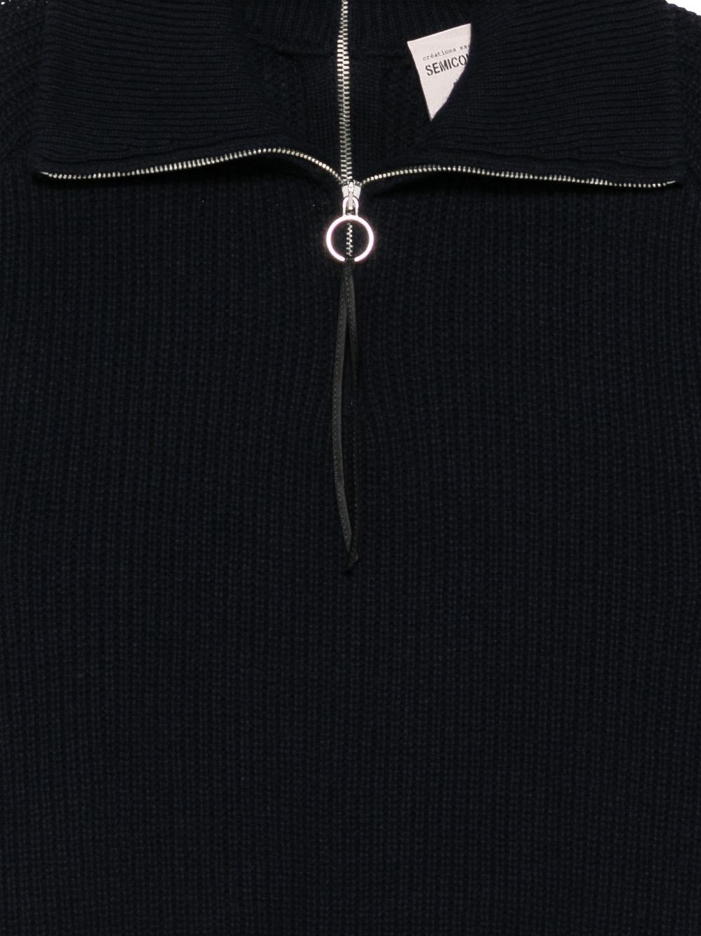 SEMICOUTURE Maglia Lana in lana con zip sul collo e toppe sui gomiti 