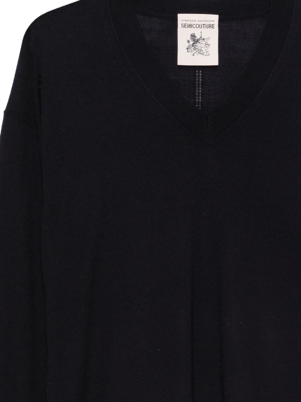 SEMICOUTURE Maglia Jade blu in lana con scollo a V 