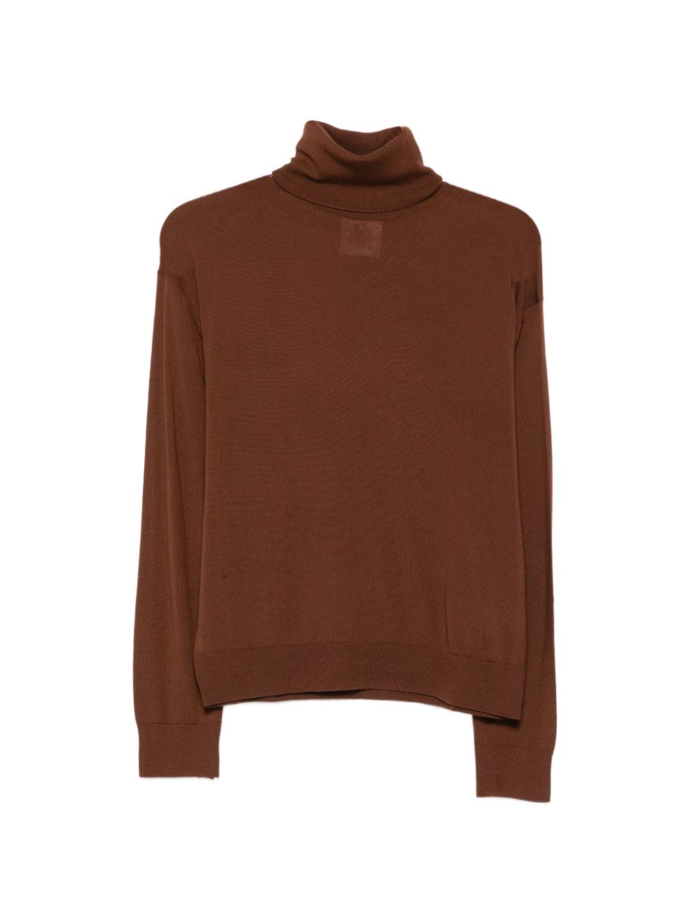 SEMICOUTURE Maglia marrone in lana a collo alto con texture leggera 
