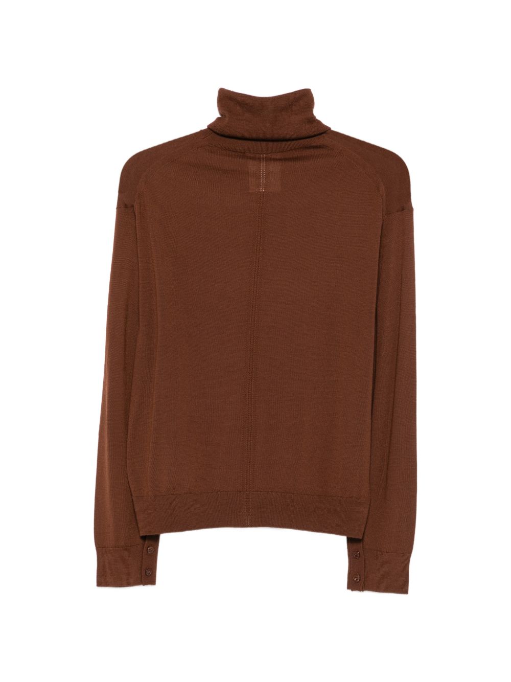 SEMICOUTURE Maglia marrone in lana a collo alto con texture leggera 