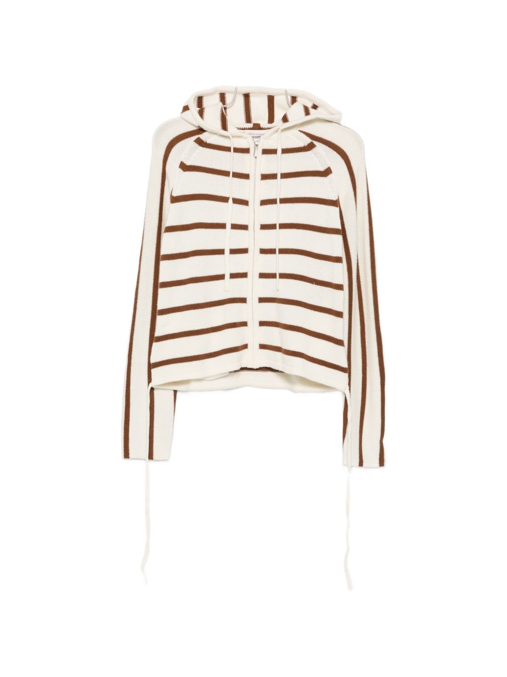 SEMICOUTURE Felpa VALERIE in lana bianca con righe rosse e cappuccio 