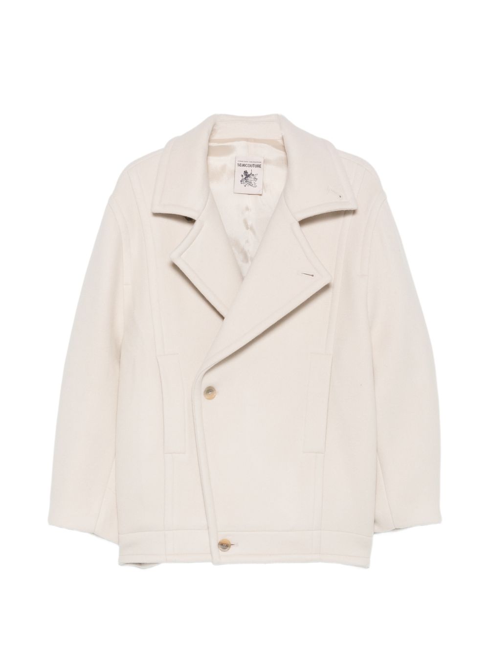 SEMICOUTURE Cappotto Oversize in Lana Beige 