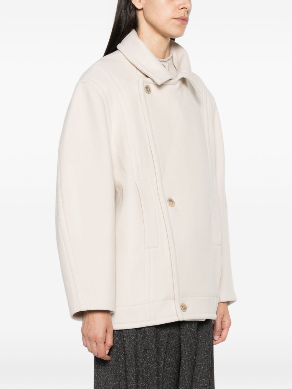 SEMICOUTURE Cappotto Oversize in Lana Beige 
