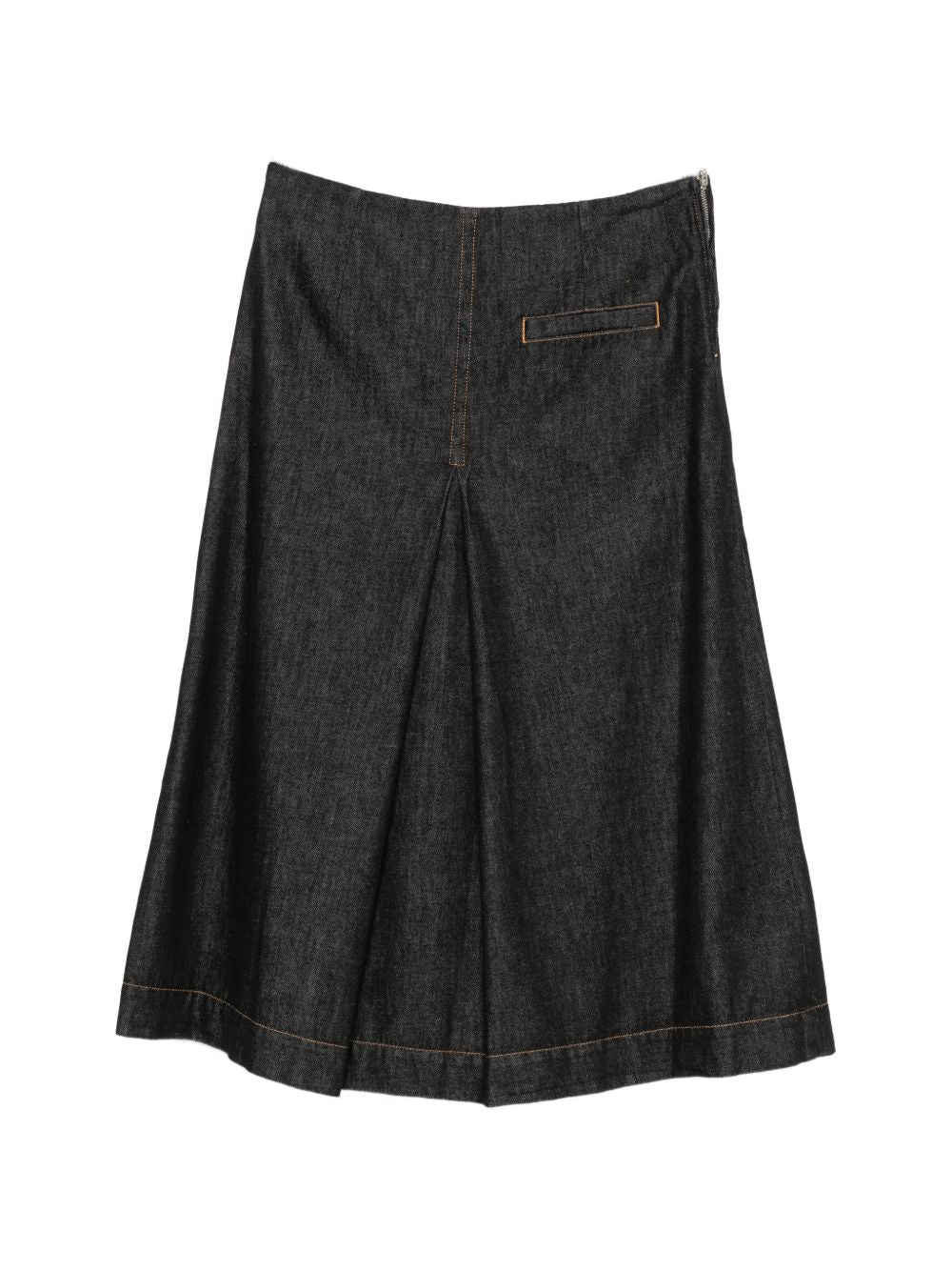SEMICOUTURE Gonna midi CLARA in denim blu scuro a pieghe 