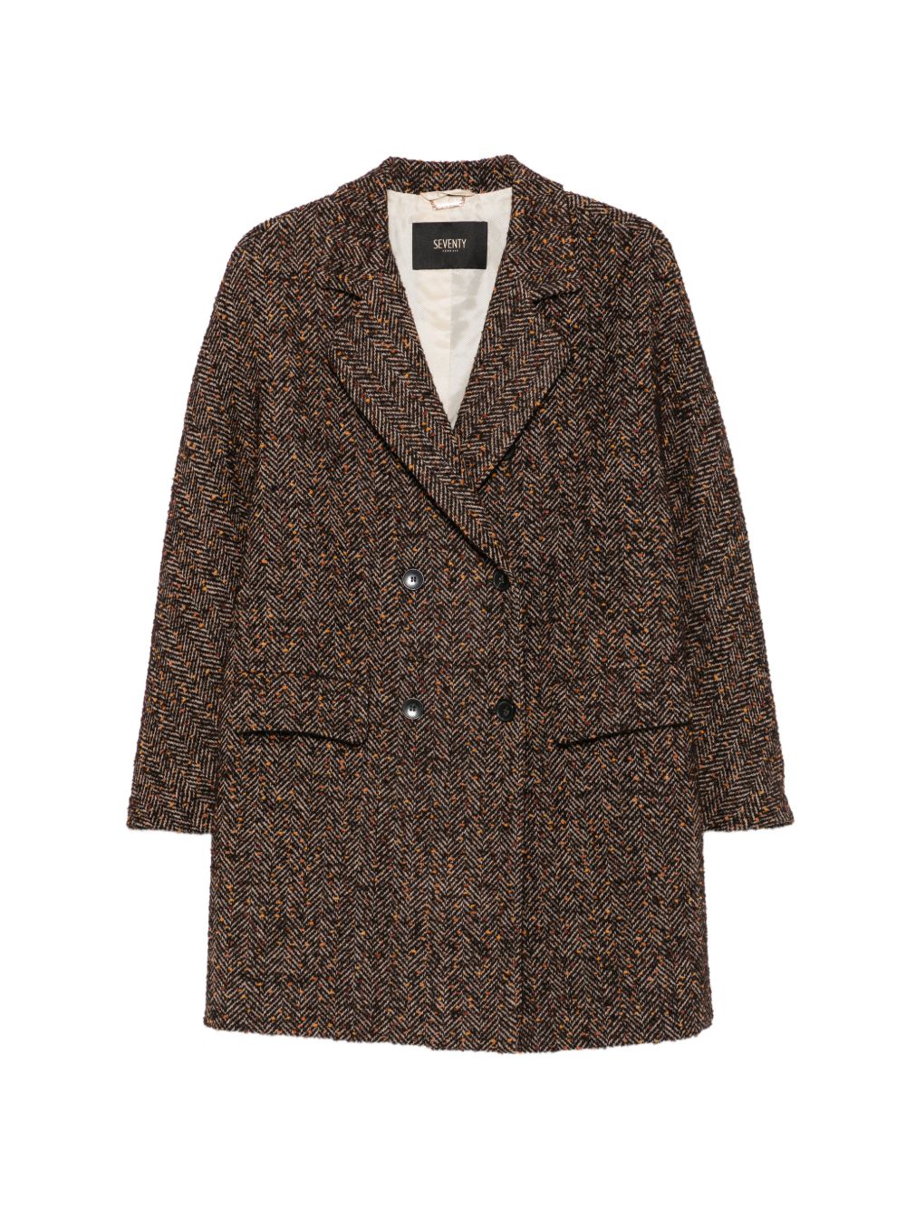 SEVENTY Cappotto lungo marrone doppiopetto 