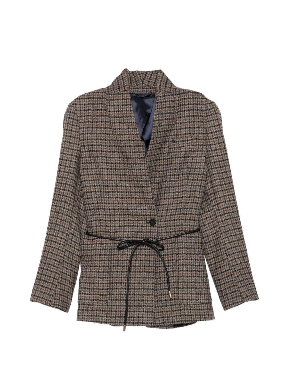 SEVENTY Blazer in lana a quadri con cintura 