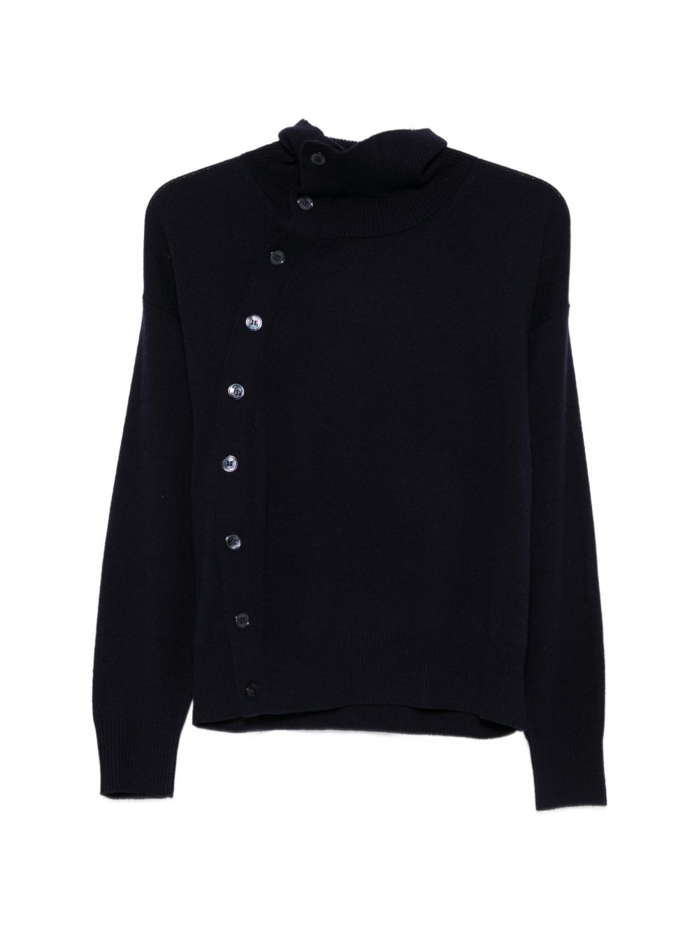 SEVENTY Maglia blu a collo alto con bottoni laterali 