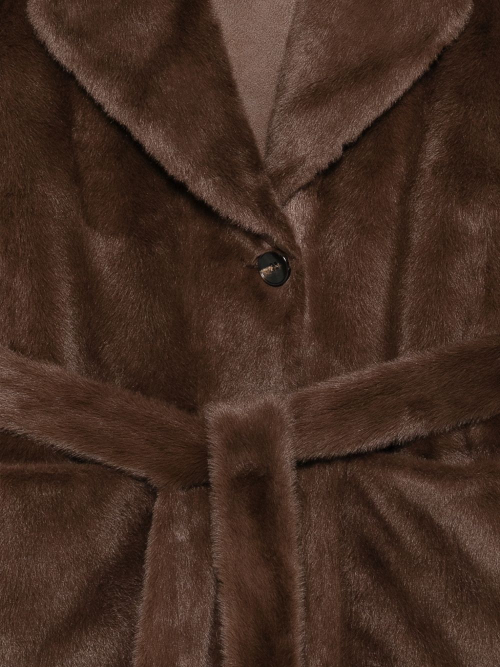 SEVENTY Giacca in ecopelliccia marrone con cintura e tasche 