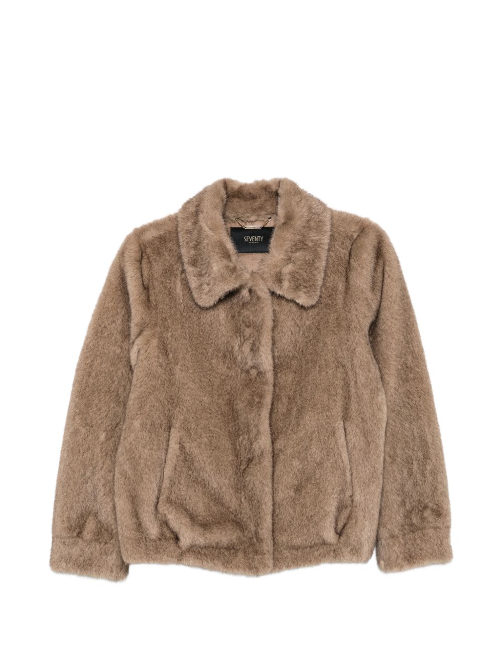 SEVENTY Giacca beige in ecopelliccia con tasche 