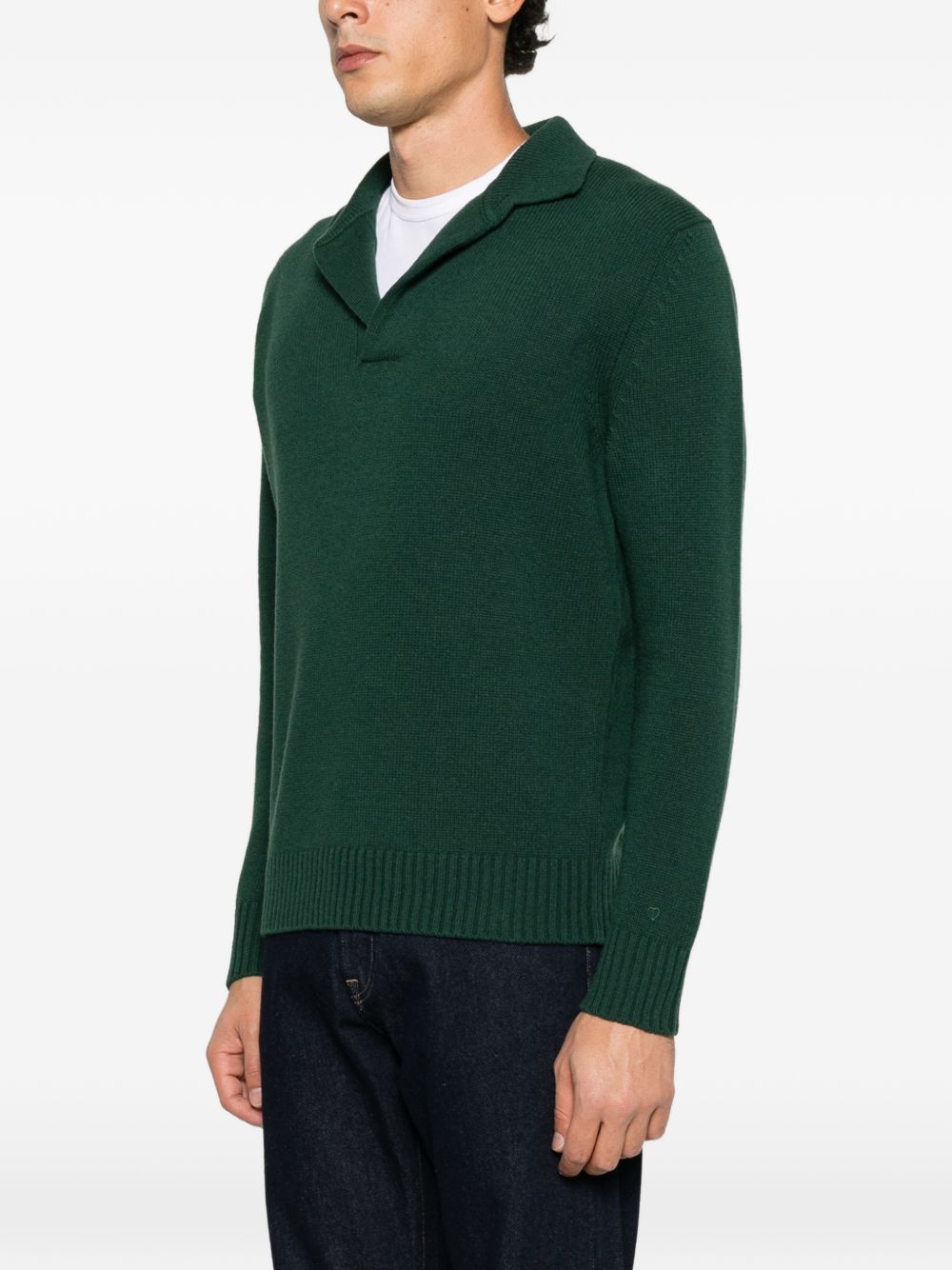 SEVEN GAUGE Pullover verde bosco in lana 