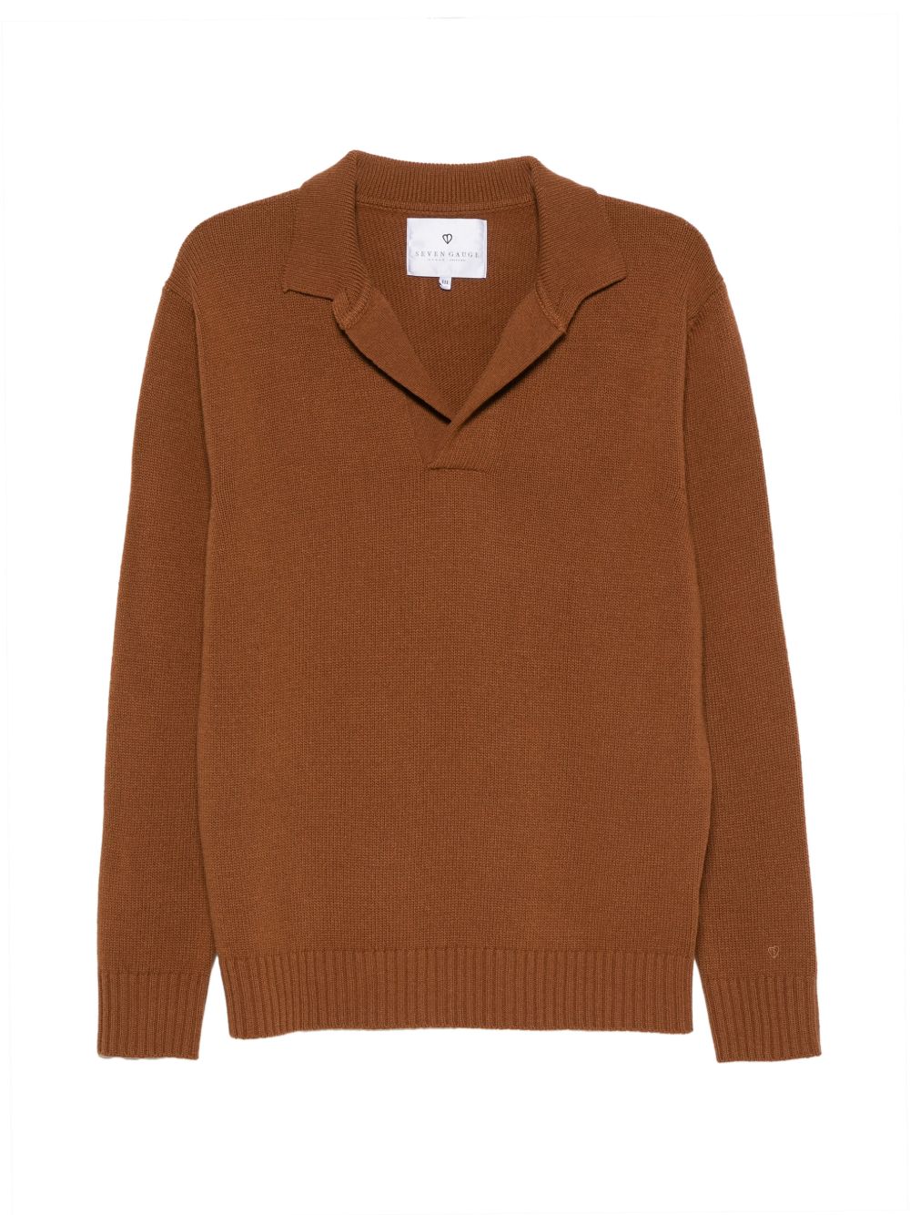 SEVEN GAUGE Maglia polo marrone in lana 