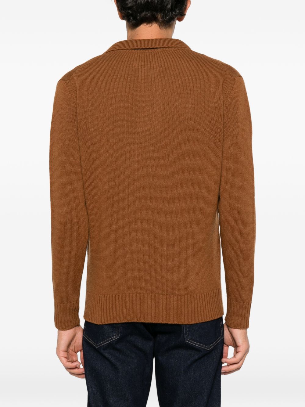 SEVEN GAUGE Maglia polo marrone in lana 