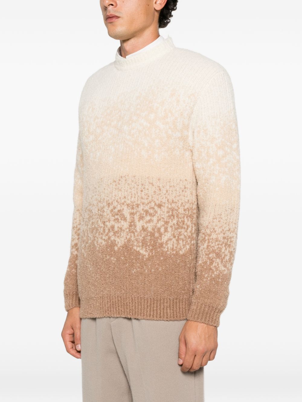 SEVEN GAUGE Maglione girocollo con effetto degradè marrone 