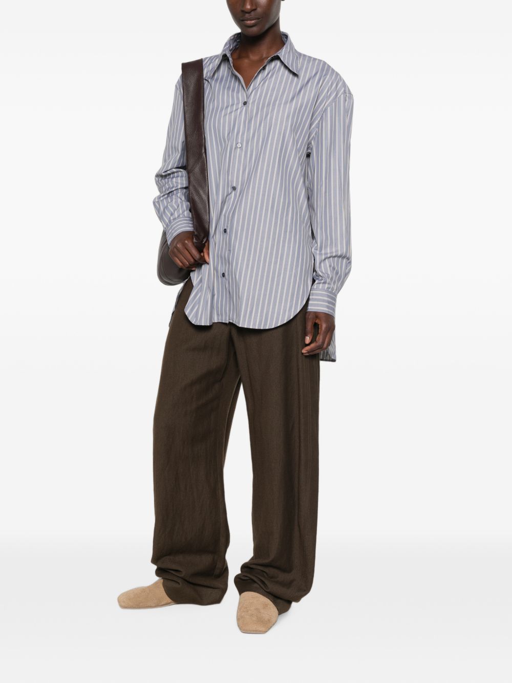SOEUR Camicia Grenade a righe azzurro polvere in cotone 
