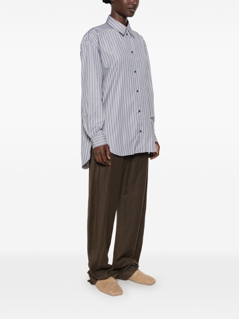 SOEUR Camicia Grenade a righe azzurro polvere in cotone 