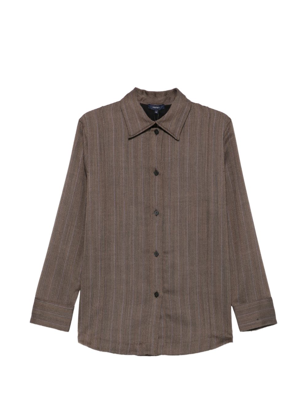 SOEUR Camicia LISBONNE in lana marrone a righe 