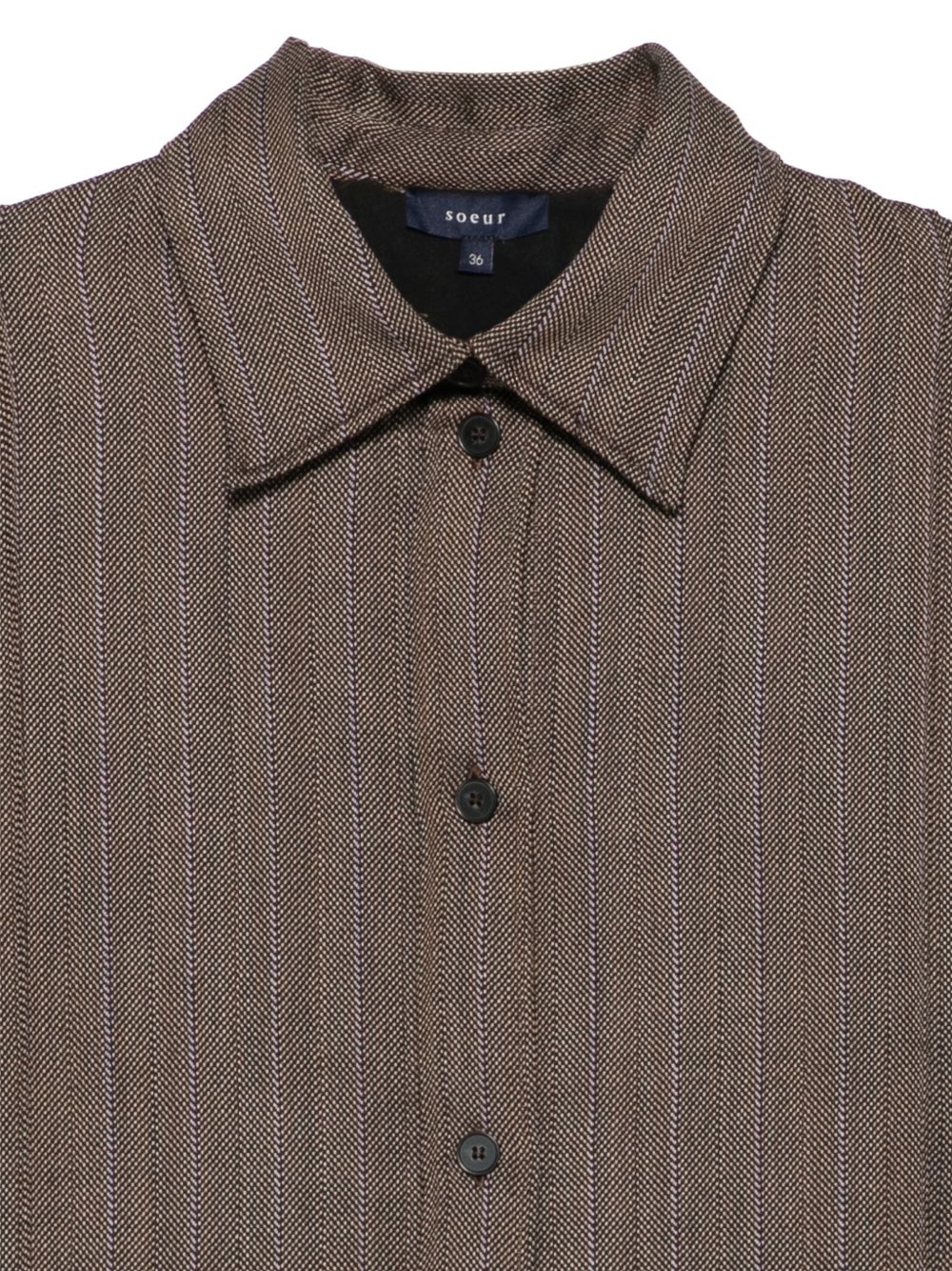 SOEUR Camicia LISBONNE in lana marrone a righe 