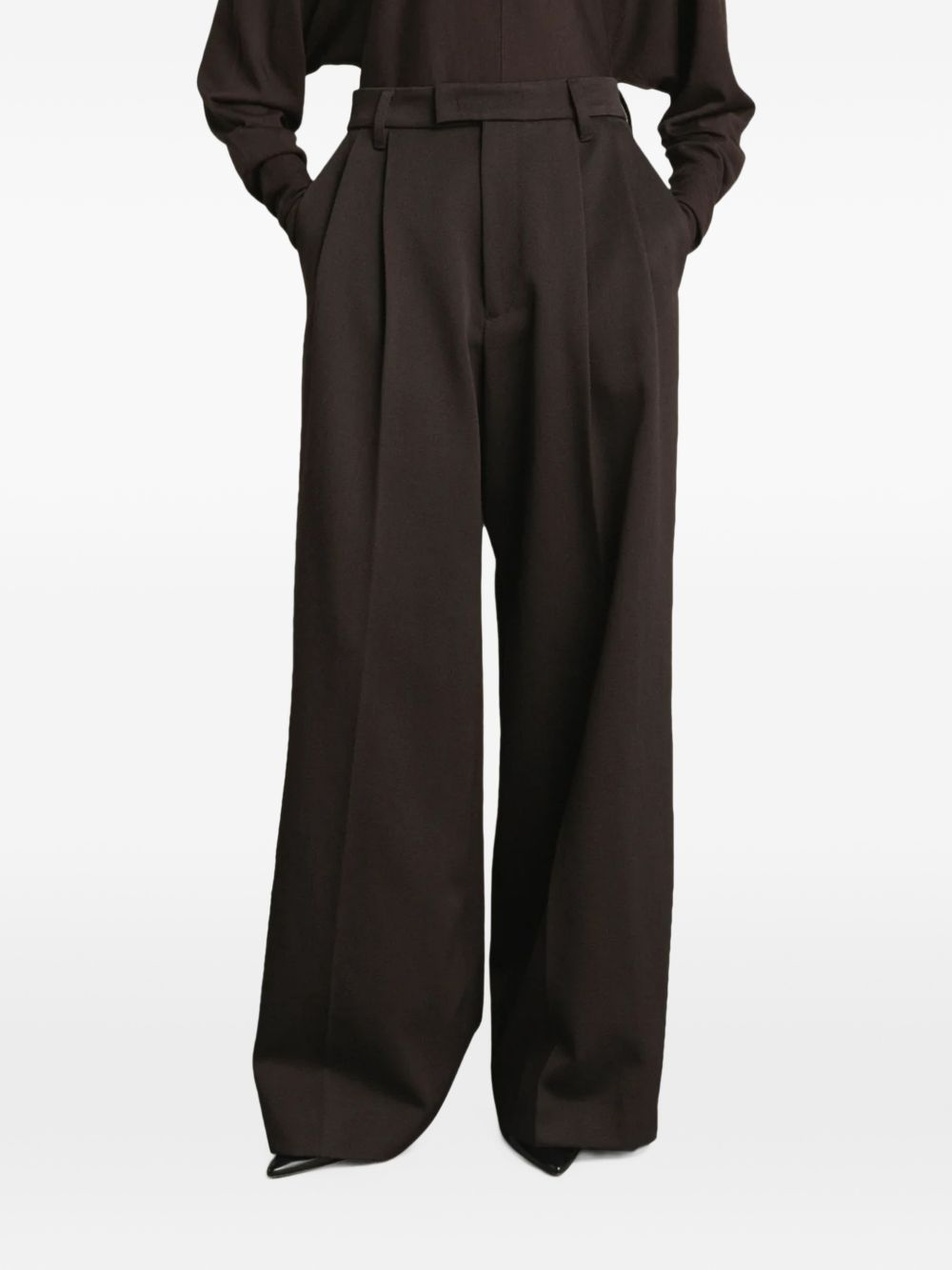SOEUR Pantaloni sartoriali Laumiere marroni con pince 