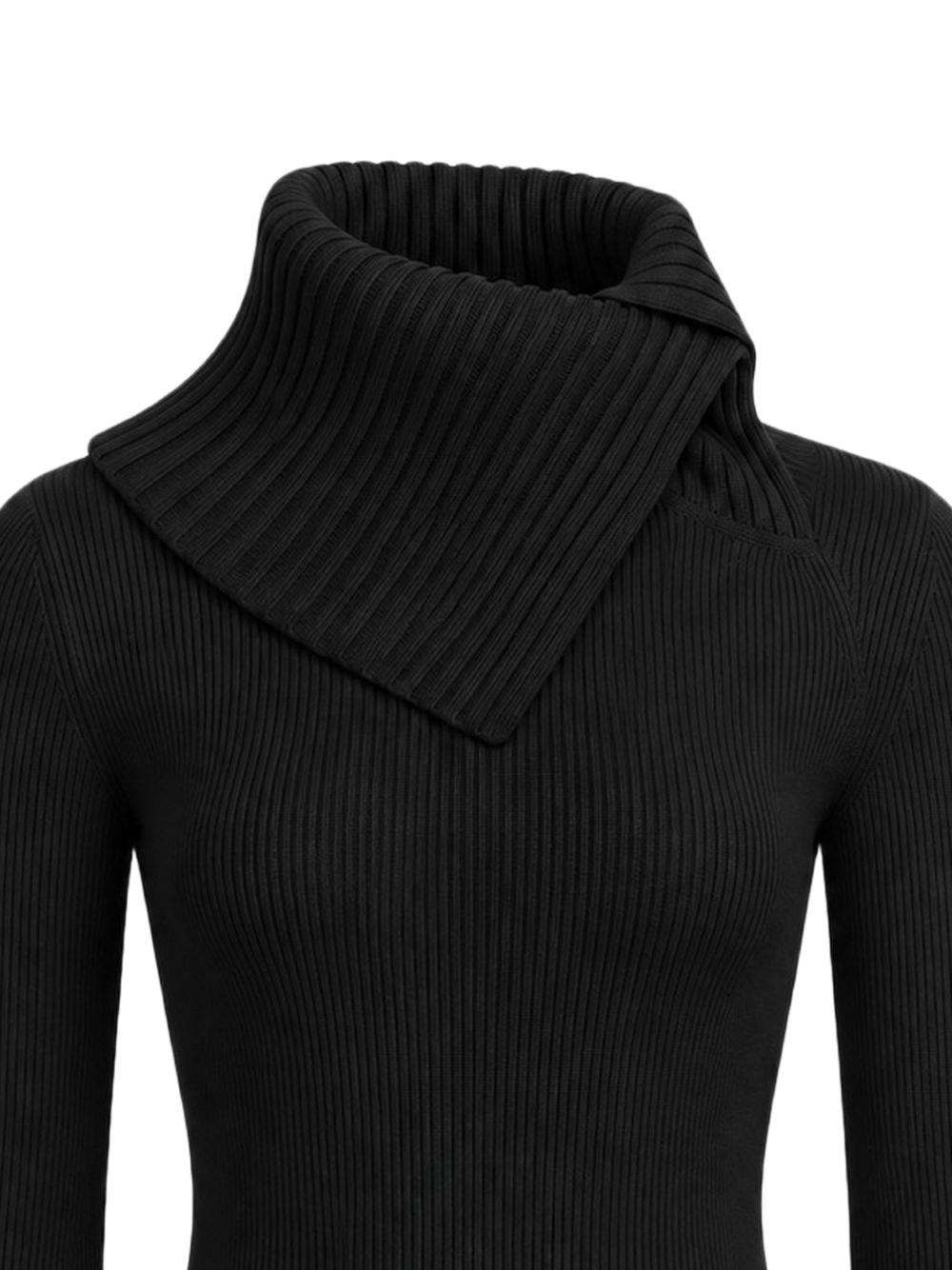 SPORTMAX Maglia NORDICA in lana a coste con collo alto nera 