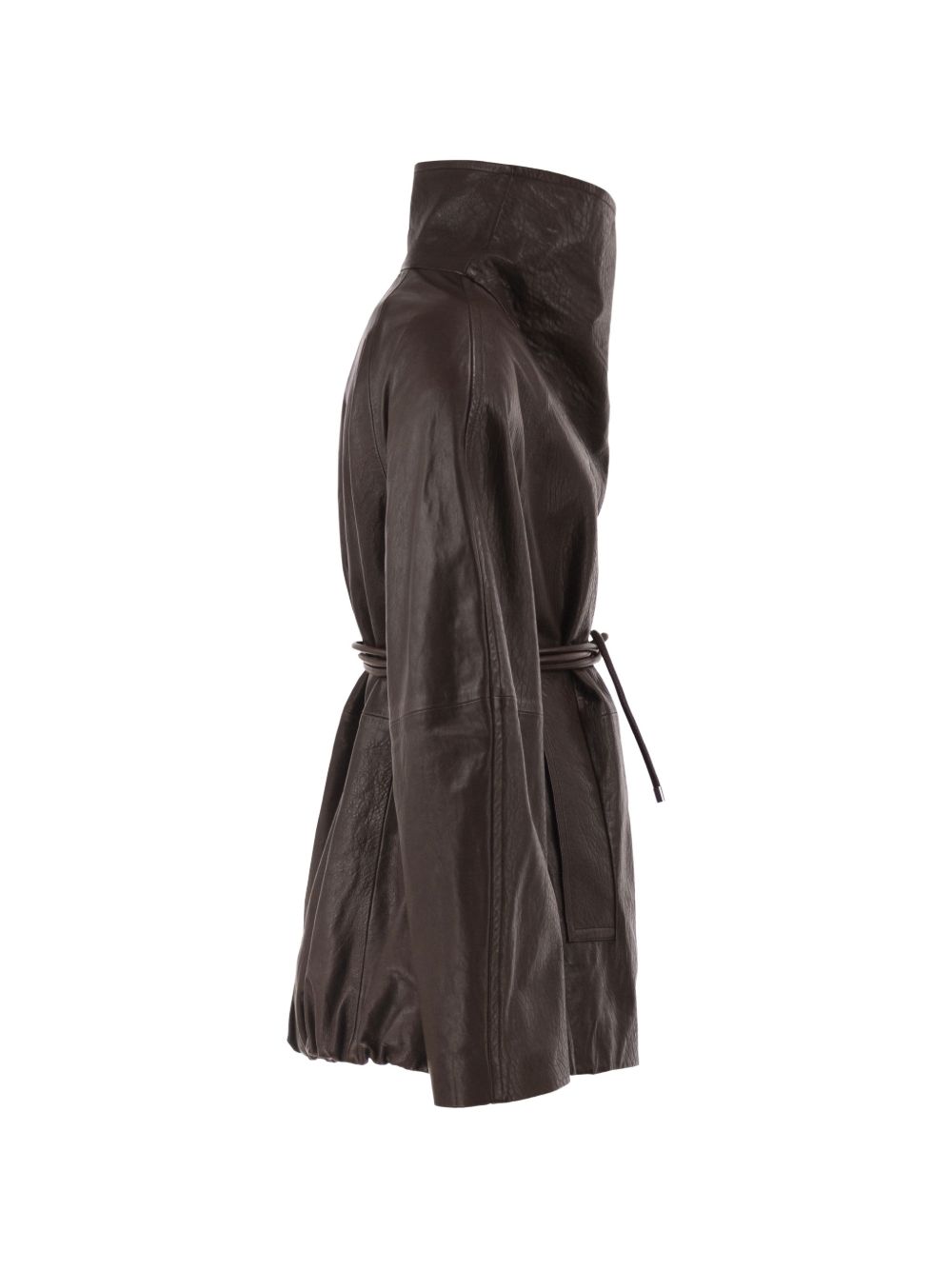 SPORTMAX Giacca in pelle con collo alto morbido e corda in vita 