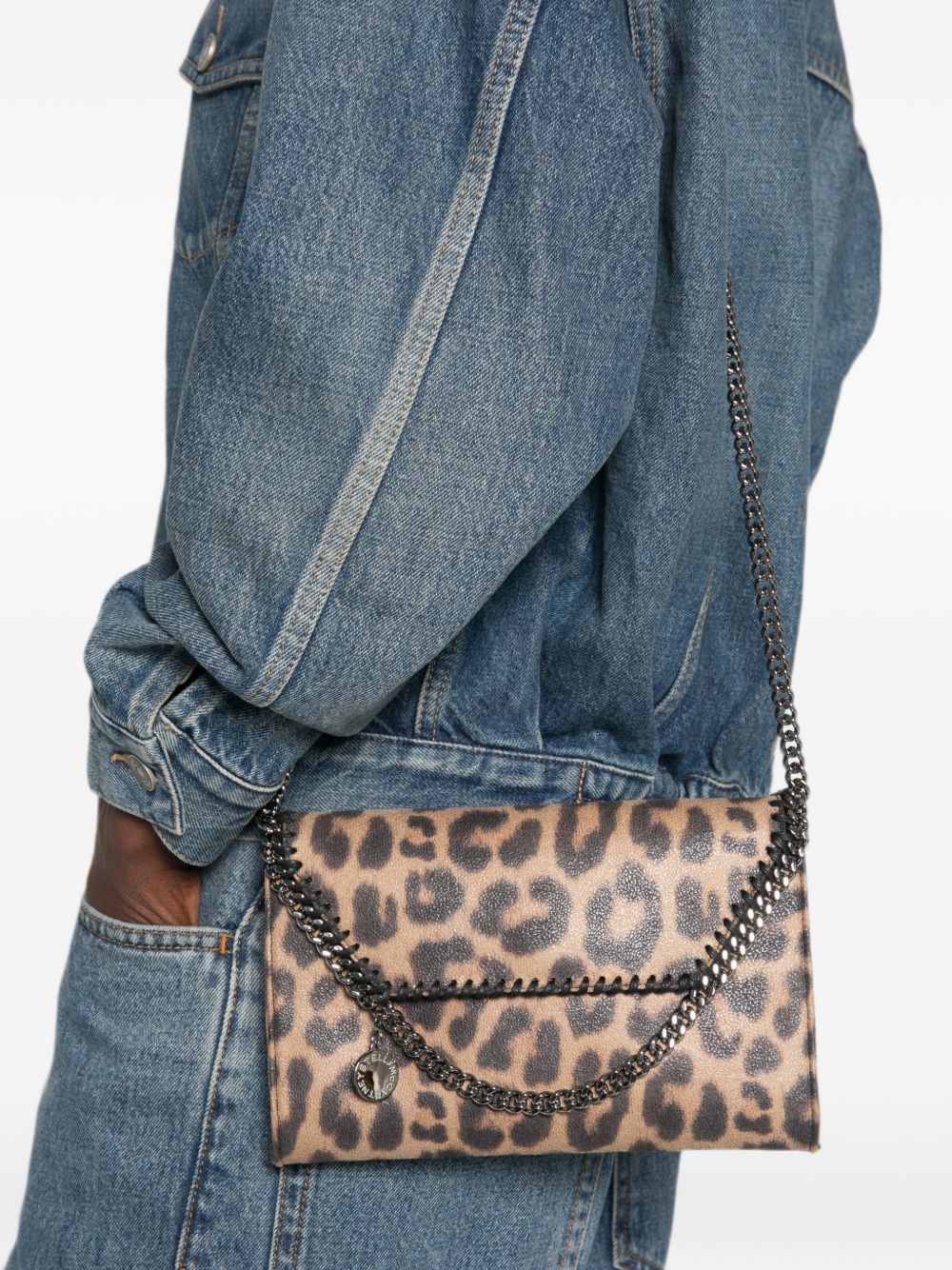 STELLA MCCARTNEY Borsa Portafoglio Falabella leopardata con catena 