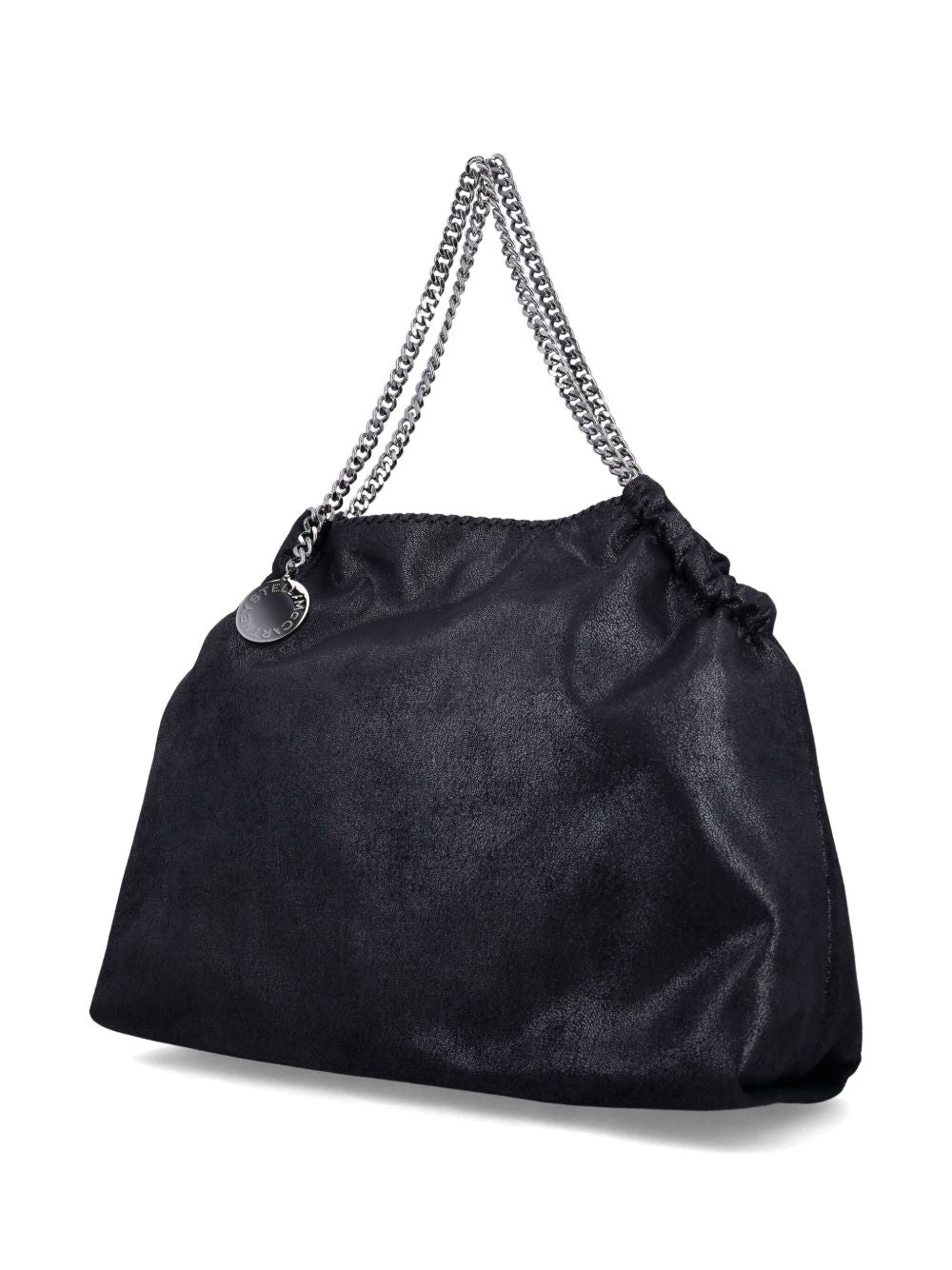 STELLA MCCARTNEY Borsa tote Eco Shaggy Deer nera con catena argentata 