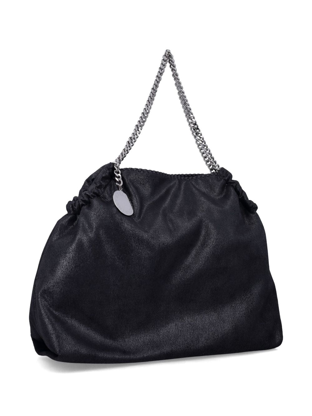 STELLA MCCARTNEY Borsa tote Eco Shaggy Deer nera con catena argentata 