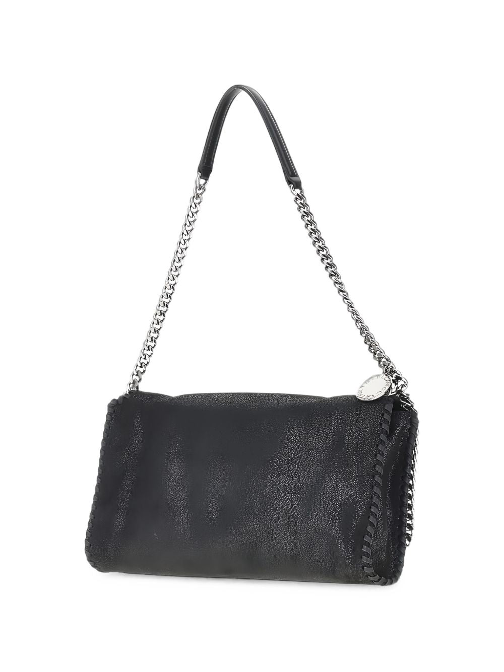 STELLA MCCARTNEY Borsa in eco-pelle con catenina argentata nera 