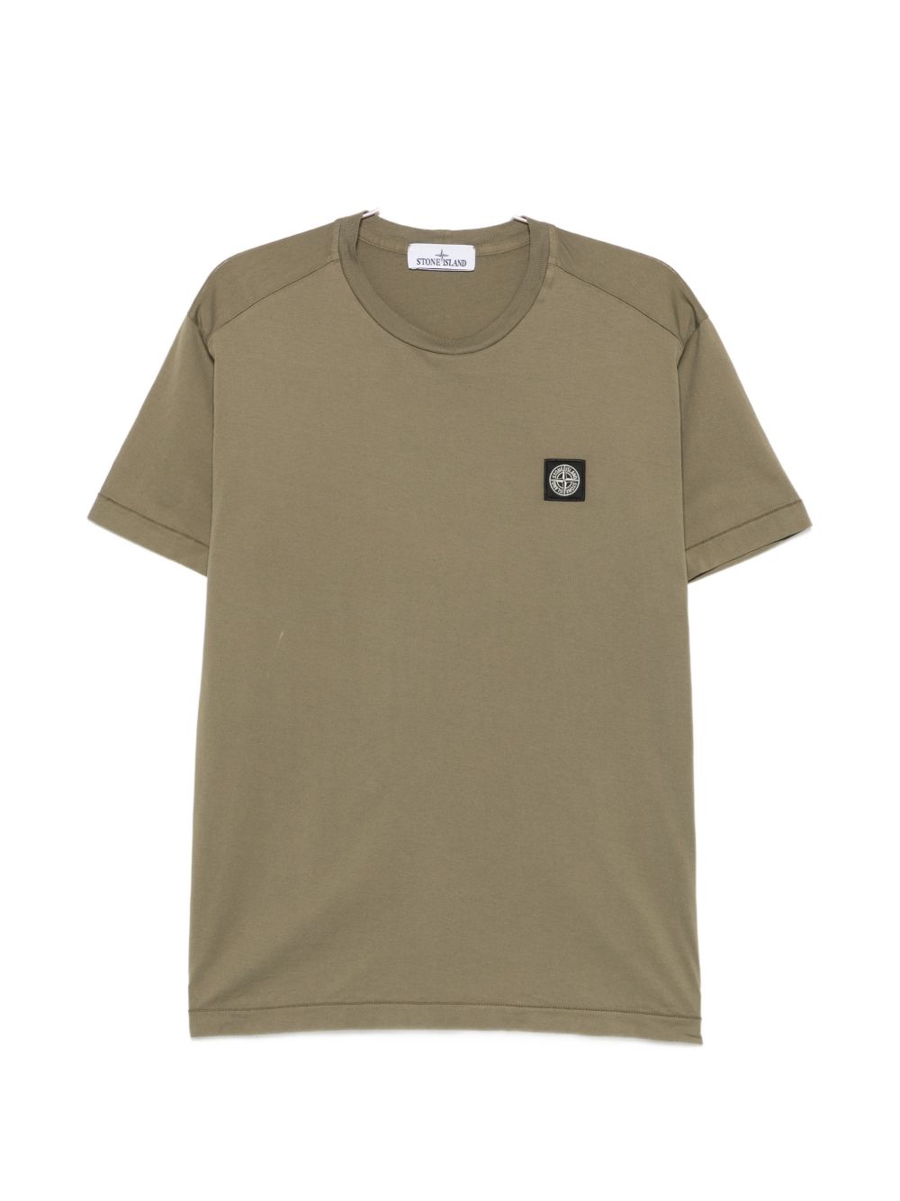 STONE ISLAND T-shirt in cotone verde con logo sul petto 