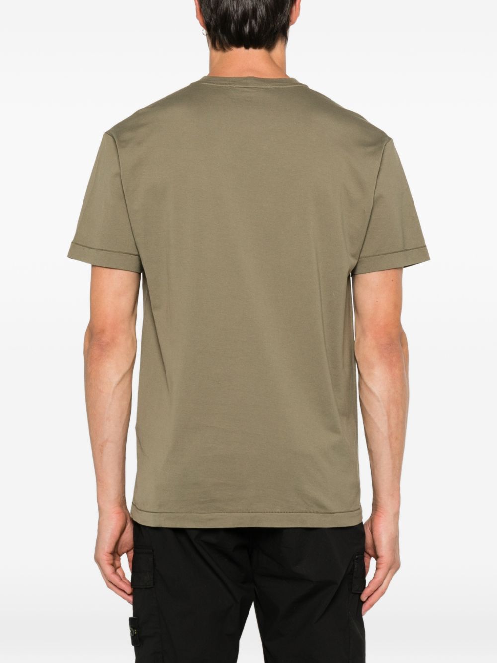 STONE ISLAND T-shirt in cotone verde con logo sul petto 