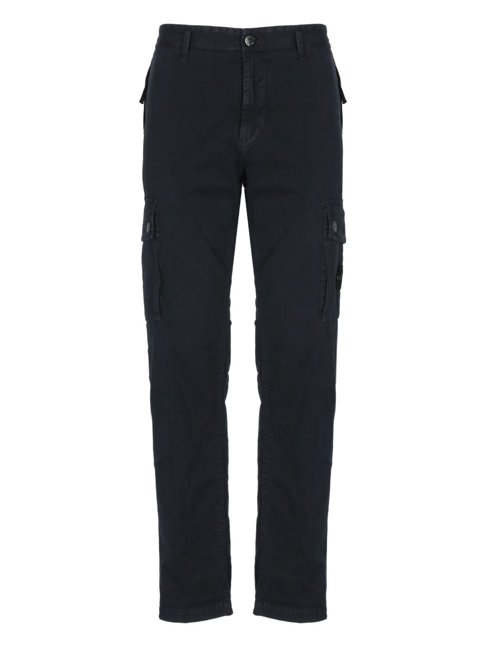 STONE ISLAND Pantaloni cargo blu con patch logo 