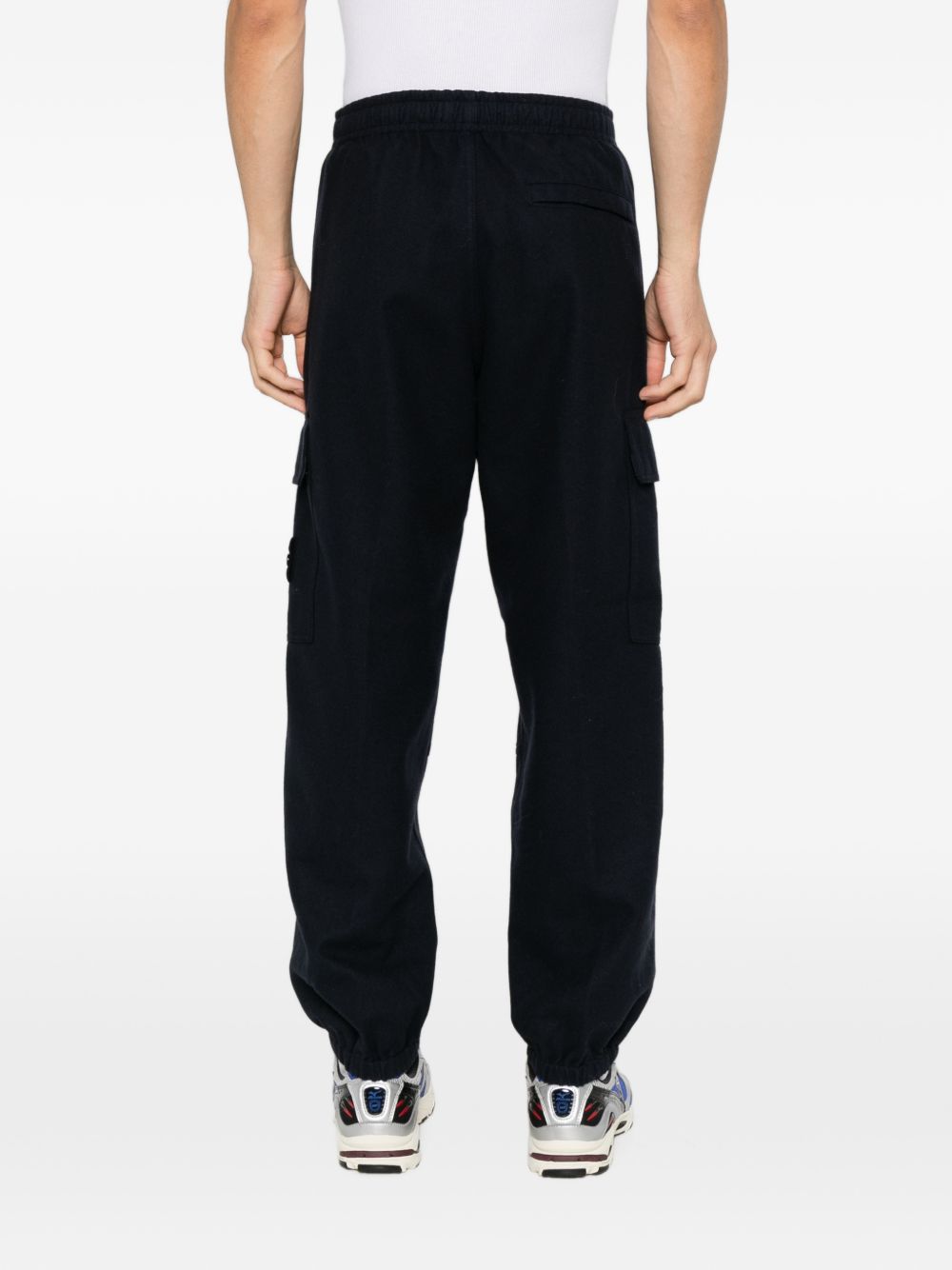 STONE ISLAND Pantaloni sportivi in lana blu con tasche e coulisse in vita 