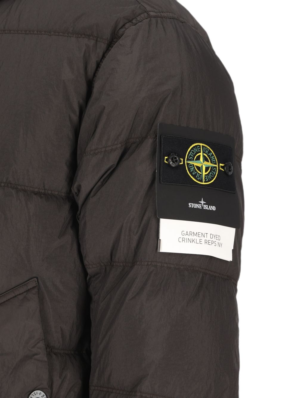STONE ISLAND Giacca piumino trapuntata uomo marrone con cappuccio 