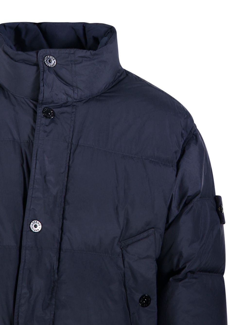 STONE ISLAND Piumino corto imbottito blu con tasche 