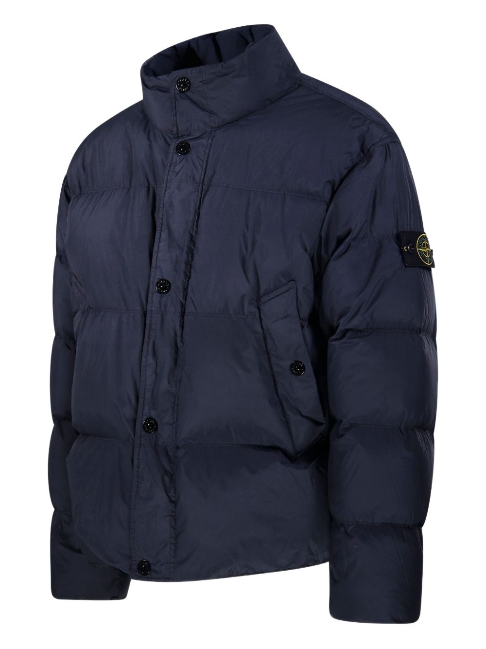 STONE ISLAND Piumino corto imbottito blu con tasche 