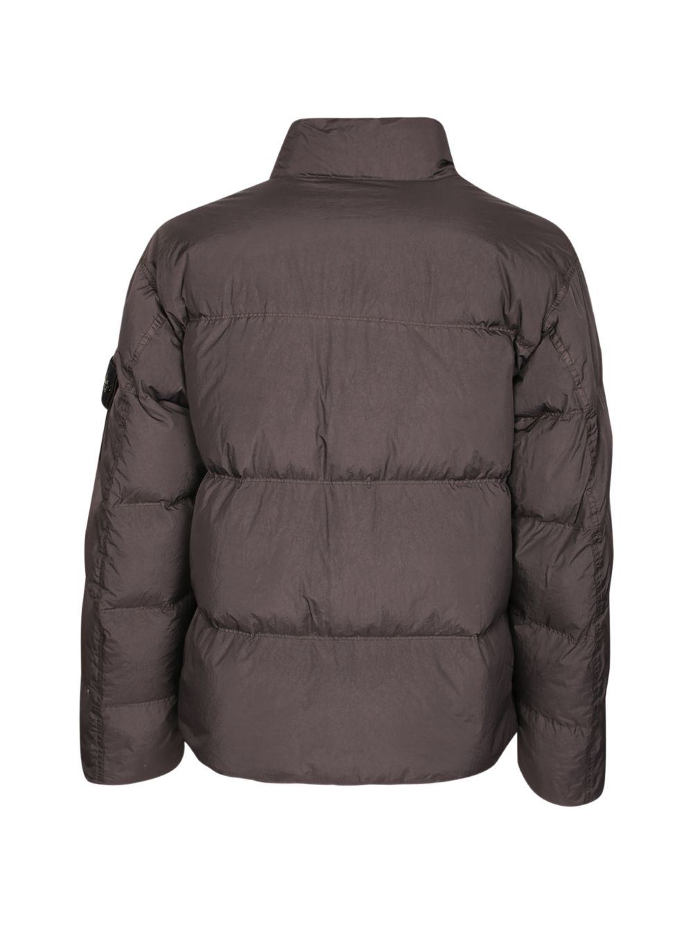 STONE ISLAND Piumino corto imbottito marrone tortora con tasche 