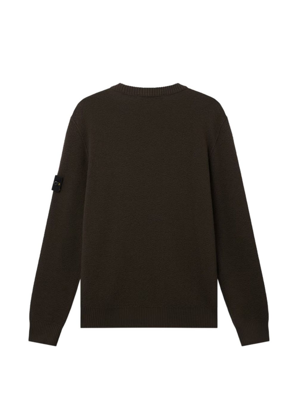 STONE ISLAND Maglia marrone in lana a girocollo con patch logo 