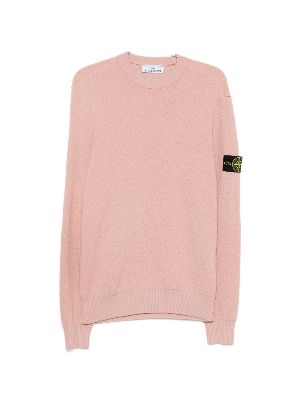STONE ISLAND Maglia rosa in lana a girocollo con patch logo 