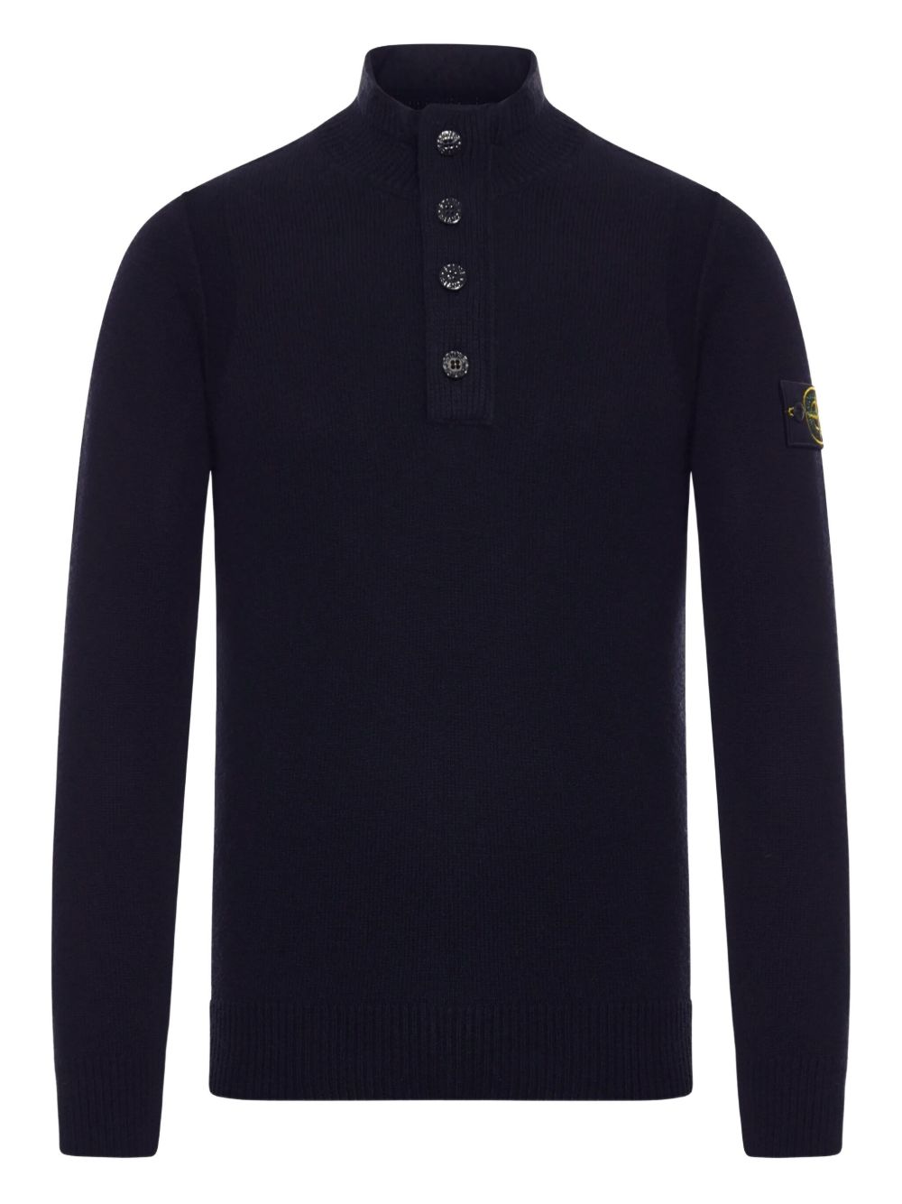 STONE ISLAND Maglia Collo Alto in Lana Blu Navy 