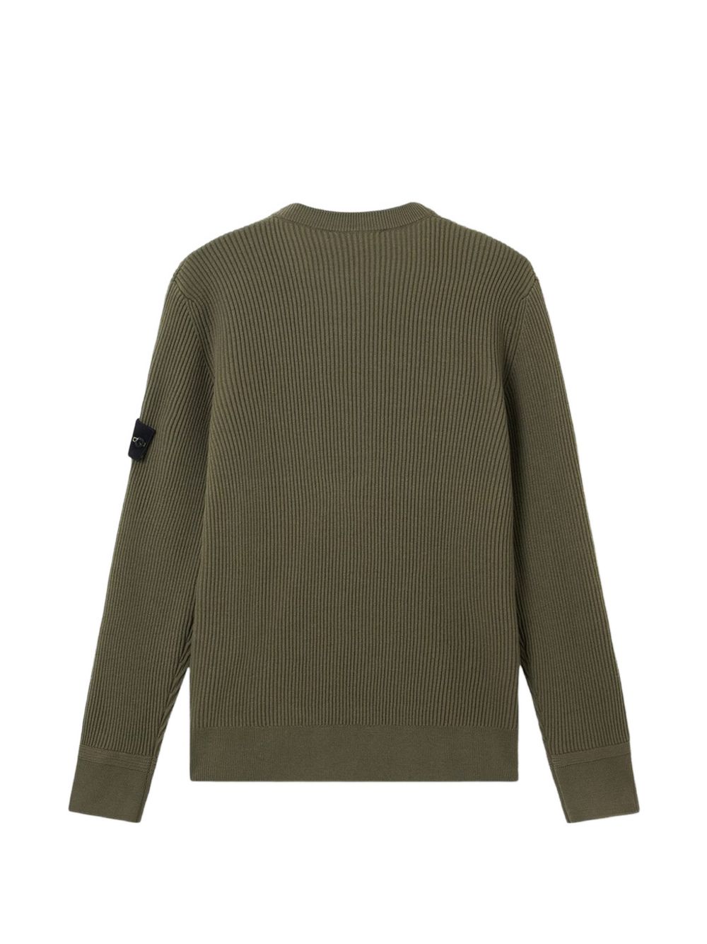 STONE ISLAND Maglia verde oliva in lana con patch logo 