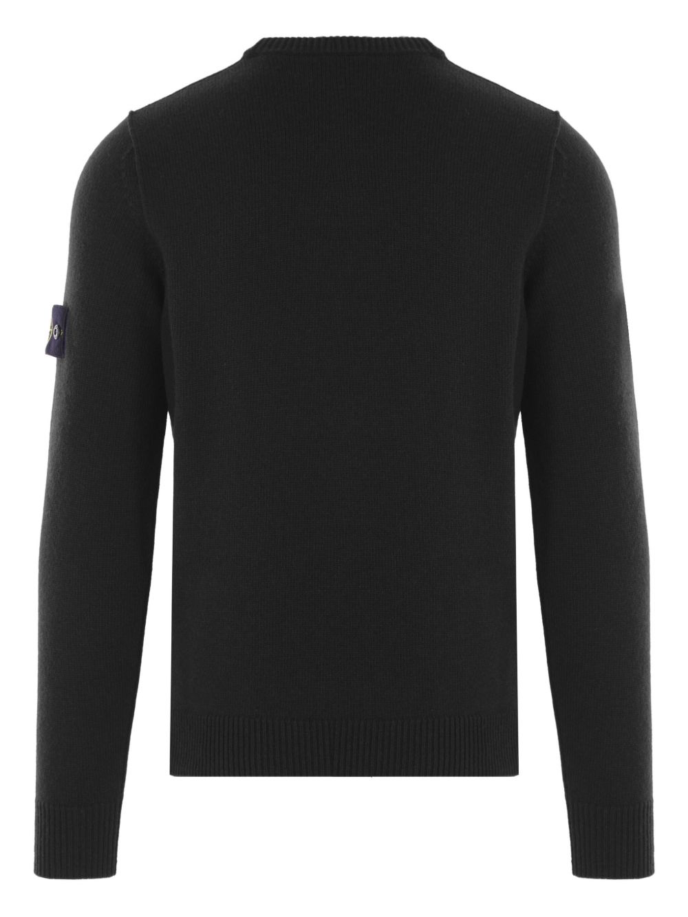 STONE ISLAND Maglia slim blu scuro in lana con patch logo 