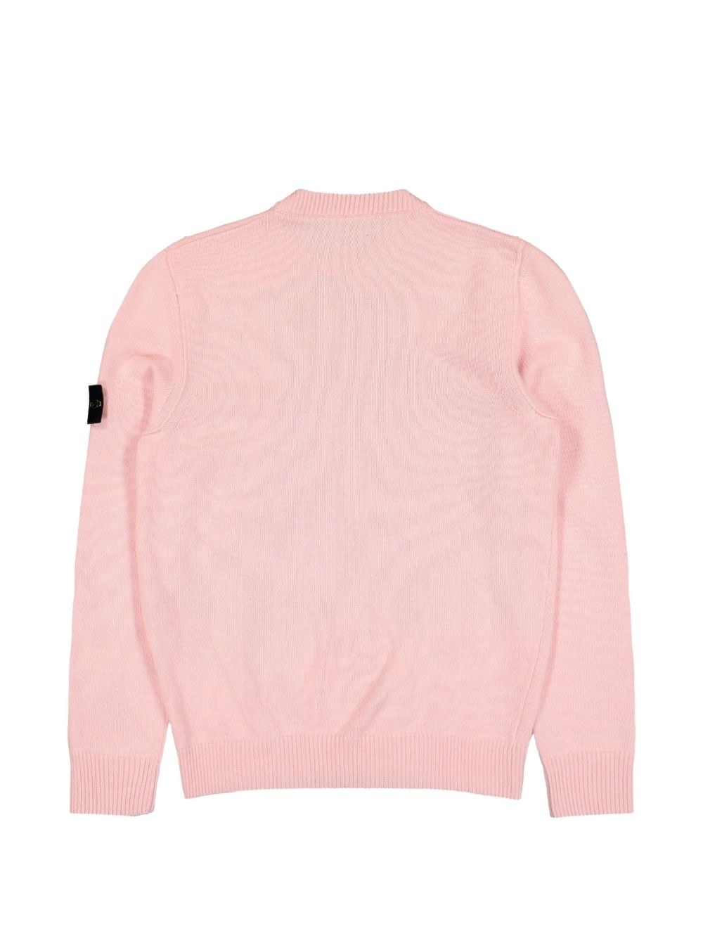 STONE ISLAND Maglia rosa in lana con patch logo sul braccio 