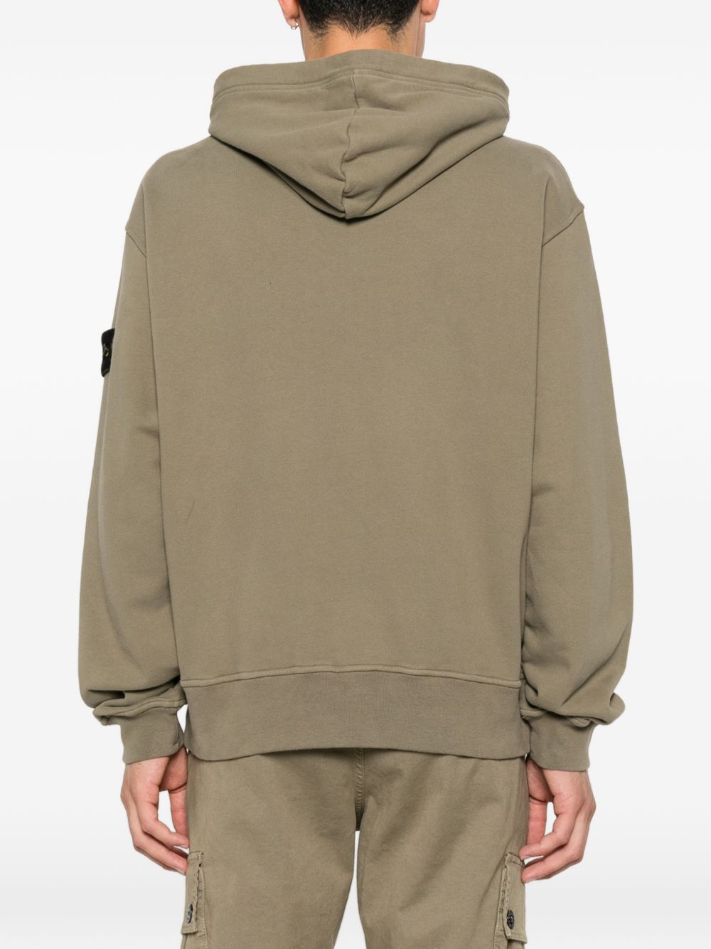 STONE ISLAND Felpa marrone in cotone con cappuccio e tasca 