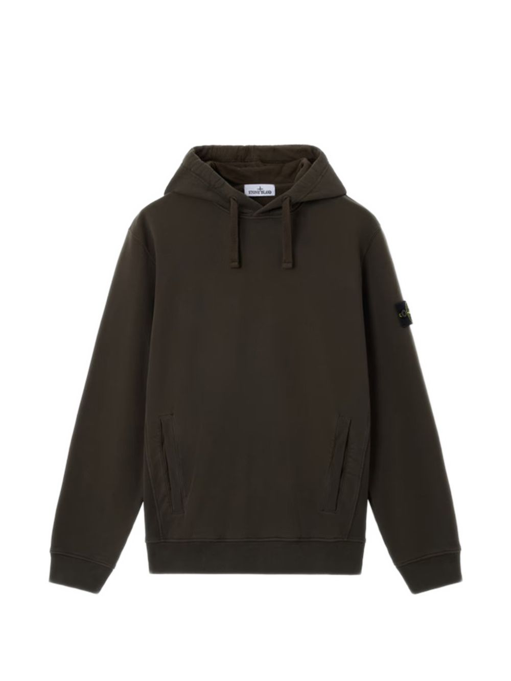 STONE ISLAND Felpa nera con cappuccio e patch logo firmata 