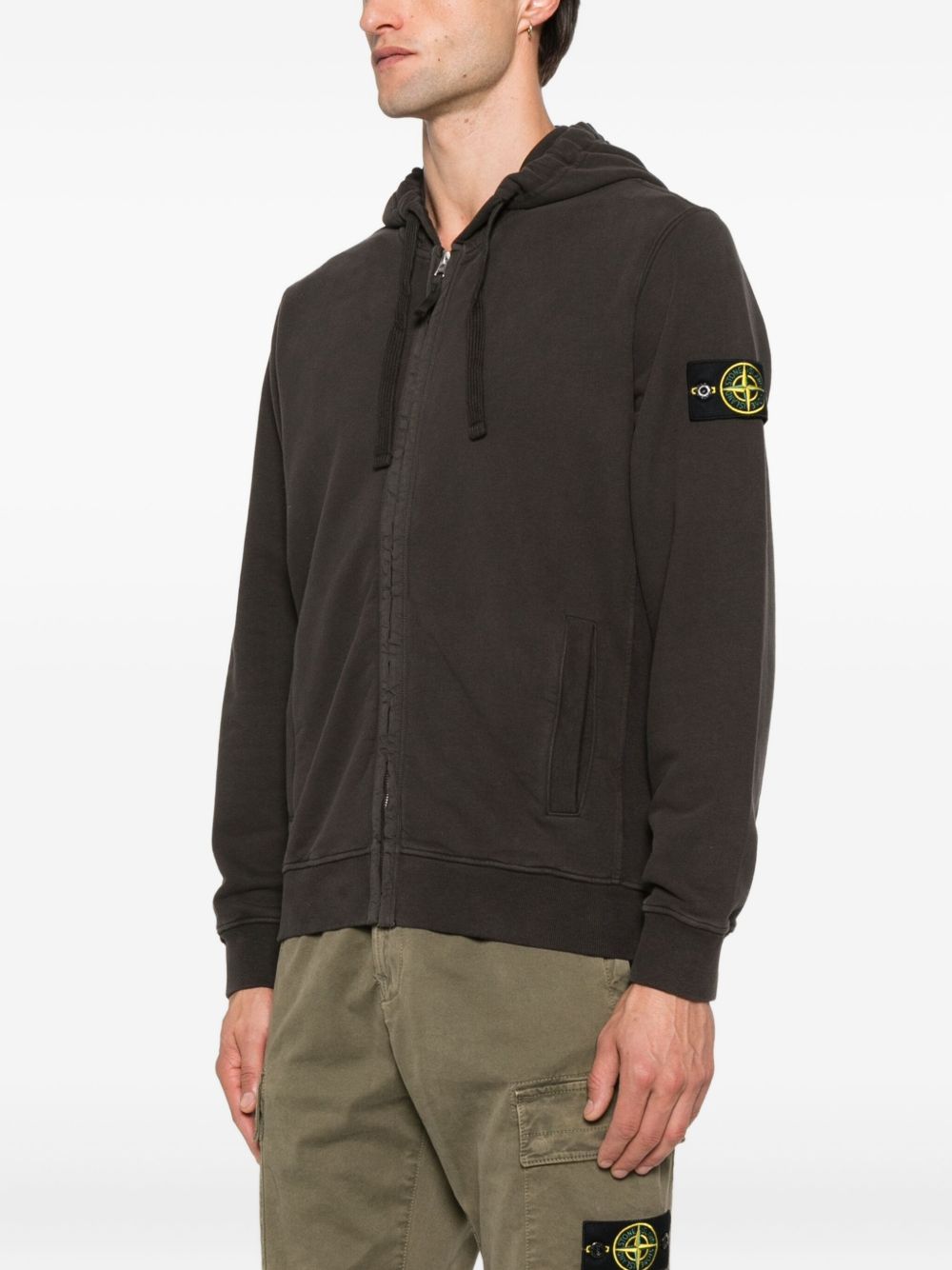 STONE ISLAND Felpa con Cappuccio e Zip Grigia 