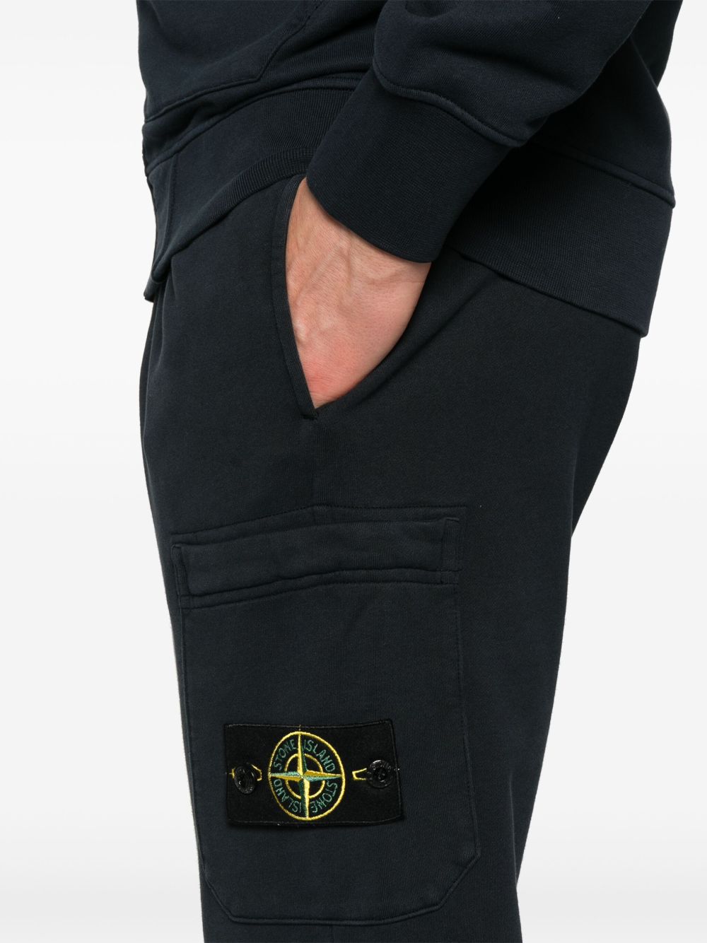 STONE ISLAND Pantaloni di tuta sportivi in cotone blu navy 
