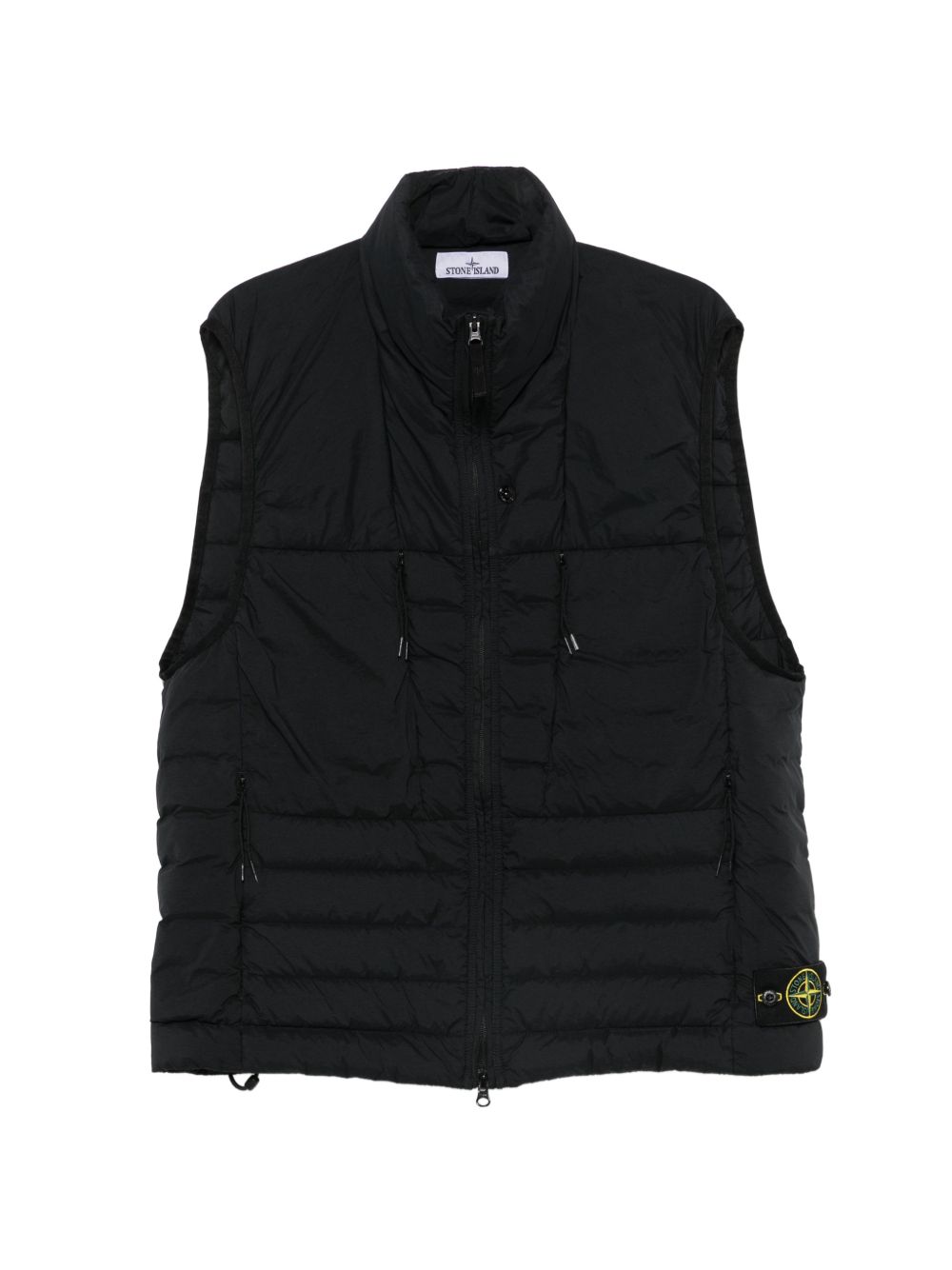 STONE ISLAND Gilet piumino smanicato nero con patch logo 
