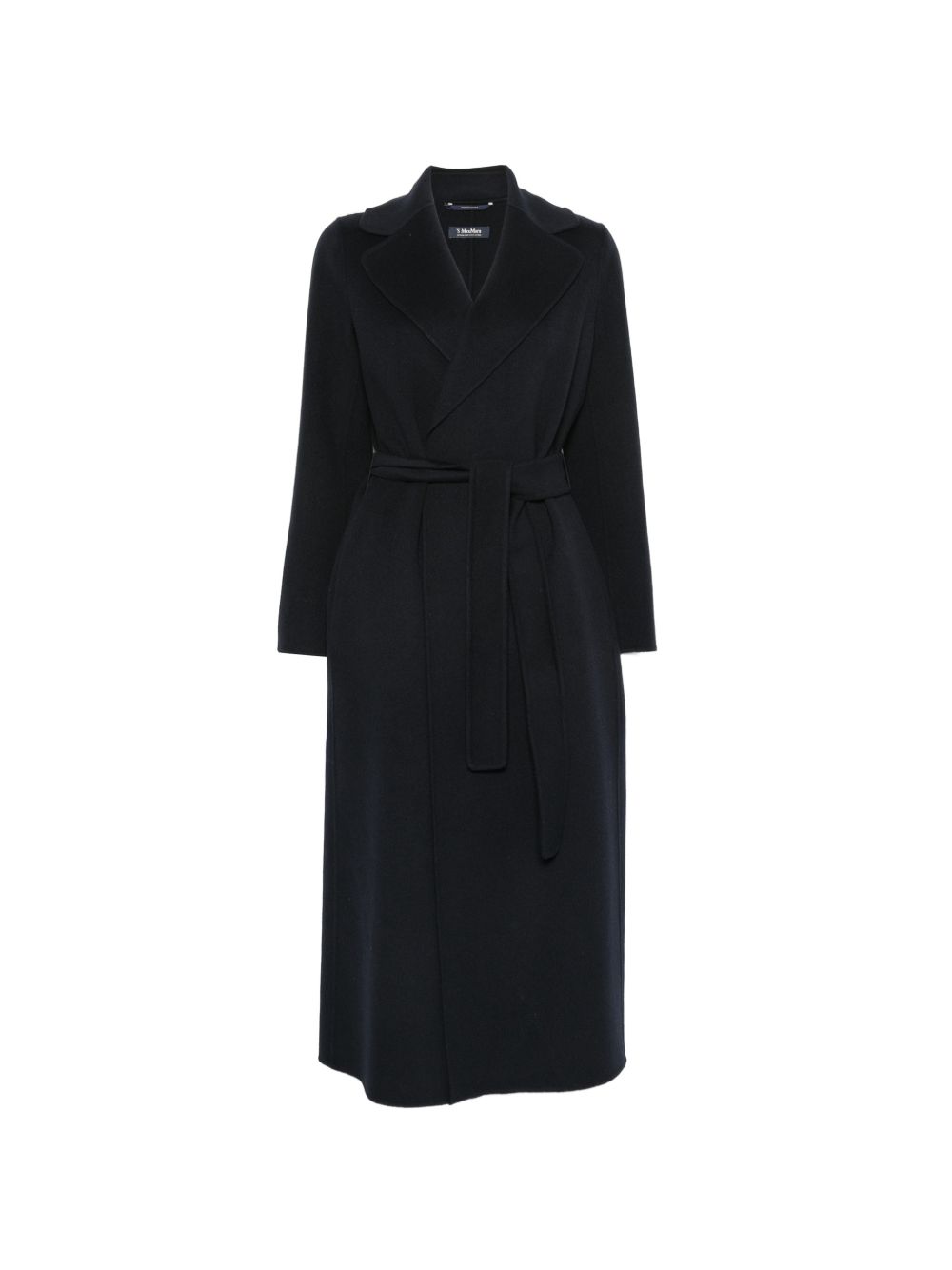S MAX MARA Cappotto Poldo a vestaglia in pura lana blu navy 