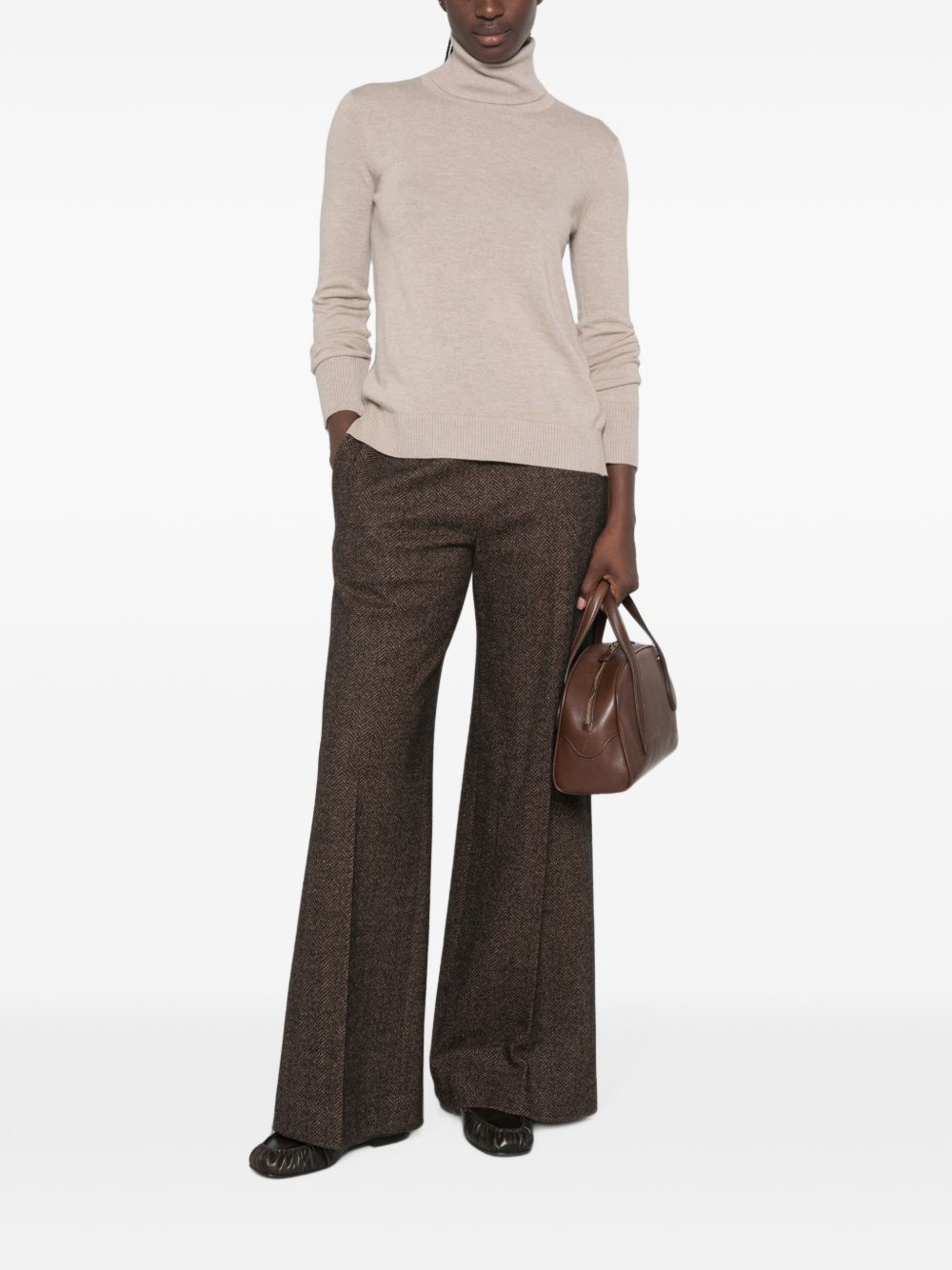 S MAX MARA Maglia a collo alto in lana beige 