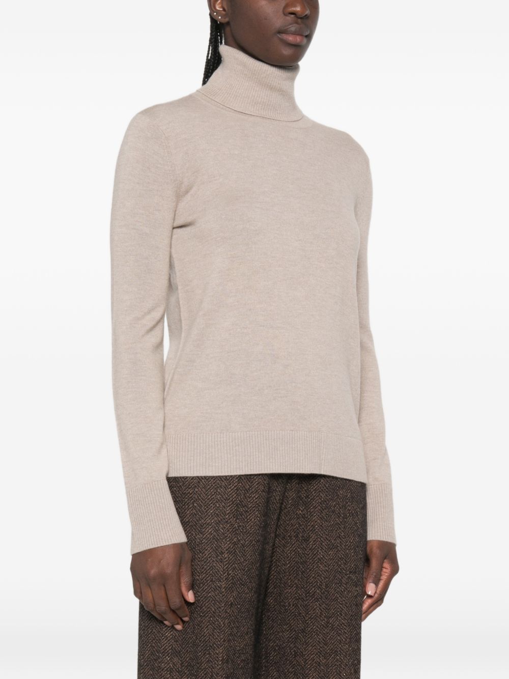 S MAX MARA Maglia a collo alto in lana beige 